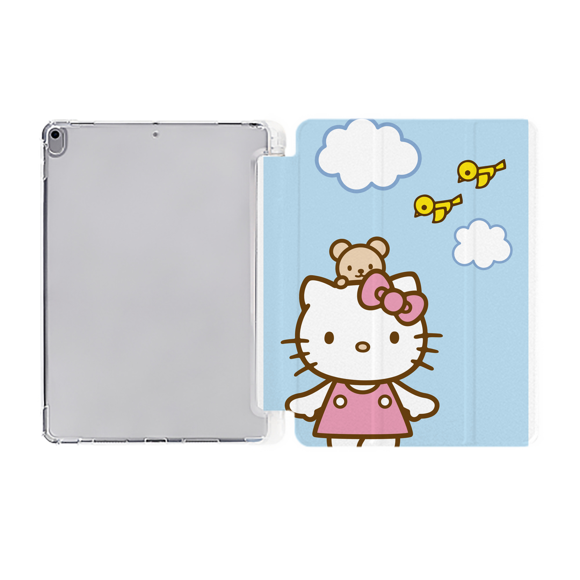（画像用） Hello Kitty ハローキティ IPad ケース ペン収納付き 三つ折りスタンド PUレザー×シリコン 対応機種9.5/10.5/10.9インチ